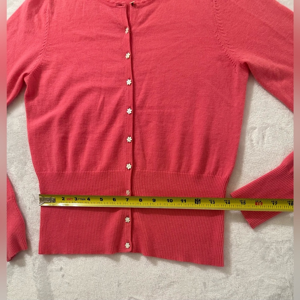 Elie Tahari pink cashmere cardigan w pearl daisy buttons. $328 retail. EUC - Picture 7 of 8